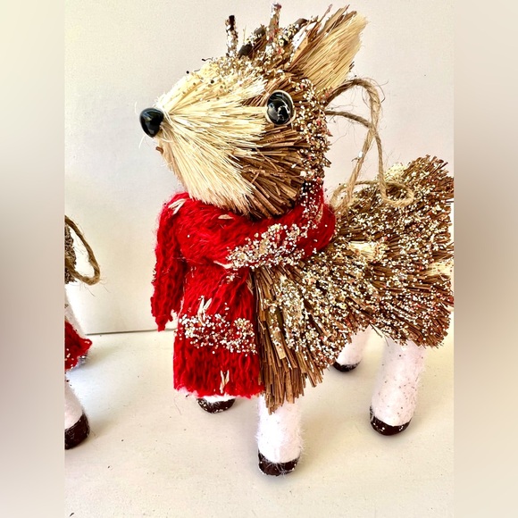 Set of 2 Buri Palm Reindeers w/Scarves Christmas Ornaments Rustic Nature - Picture 2 of 8